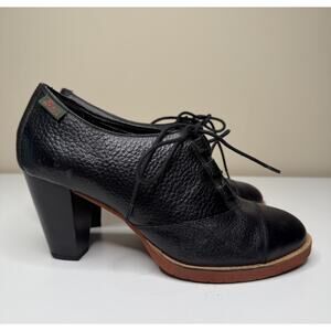 G.H.Bass Ramona Heeled Oxford Womens 9.5M Black Pebbled Leather Lace Up Shoe